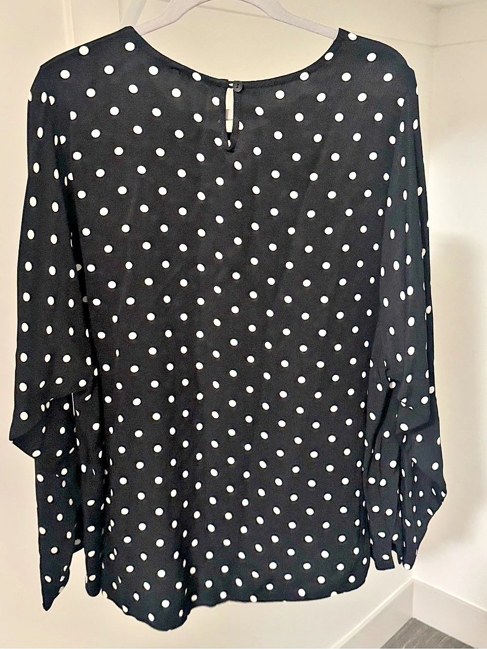 Alembika Polka Dot Blouse in Black & White XL Like New